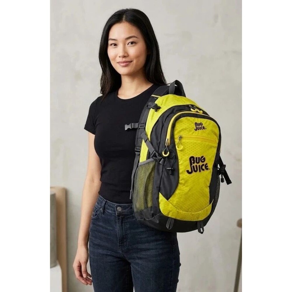 Vintage Bug Juice Promo Backpack - Yellow & Black Mesh Daypack